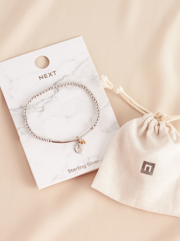 Sterling Silver Initial Heart Beaded Bracelet - Image 24 of 24