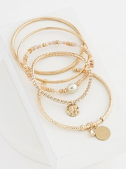 Pink/Gold Tone Beaded Stretch Bracelet and Bangle Pack - Image 3 of 3