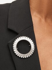 Srebrna - Recycled Metal Circle Sparkle Brooch - Slika 1 iz 2