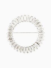 Srebrna - Recycled Metal Circle Sparkle Brooch - Slika 2 iz 2