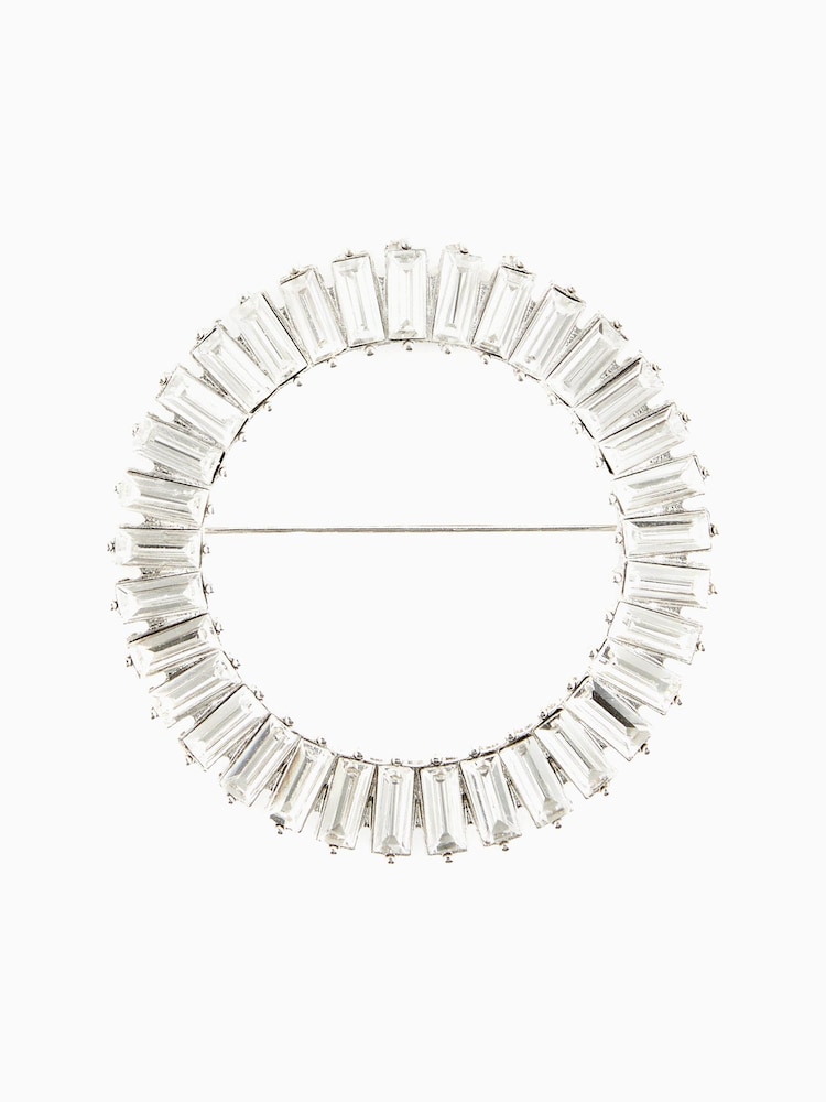 Srebrna - Recycled Metal Circle Sparkle Brooch - Slika 2 iz 2 Srebrna - Recycled Metal Circle Sparkle Brooch - Slika 2 iz 2