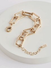Gold Tone Rectangular Link Chunky Chain Bracelet - Image 3 of 4