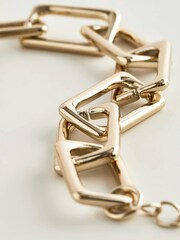 Gold Tone Rectangular Link Chunky Chain Bracelet - Image 4 of 4