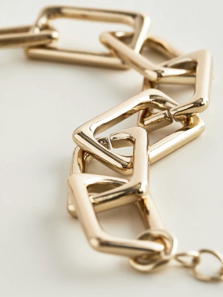 Gold Tone Rectangular Link Chunky Chain Bracelet - Image 4 of 4