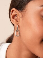 Silver Tone Recycled Metal Chunky Chain Drop Earrings - Image 1 of 4