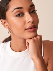 Silver Tone Recycled Metal Chunky Chain Drop Earrings - Image 2 of 4