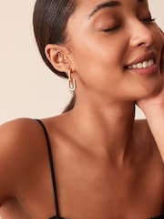Gold Tone Recycled Metal Chunky Chain Drop Earrings - Image 1 of 4