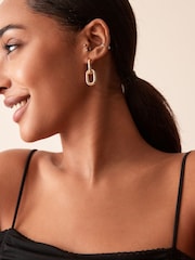 Gold Tone Recycled Metal Chunky Chain Drop Earrings - Image 2 of 4