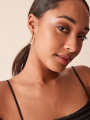 Gold Tone Recycled Metal Chunky Chain Drop Earrings - Image 3 of 4