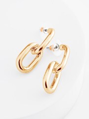 Gold Tone Recycled Metal Chunky Chain Drop Earrings - Image 4 of 4