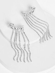 Silver Tone Recycled Metal Sparkle Drop Ear Crawler Earrings - Image 5 of 5