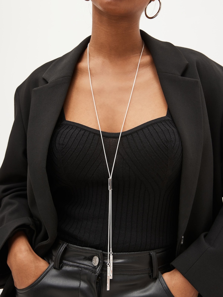 Silver Tone Long Bar Drop Y Necklace - Image 1 of 3