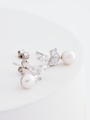 Sterling Silver Sparkle Leaf Earrings - Image 3 of 3