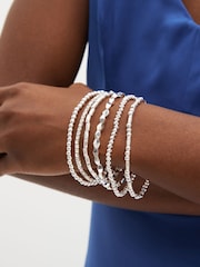 Silver Tone Sparkle Stretch Bracelets Pack - Image 1 of 3