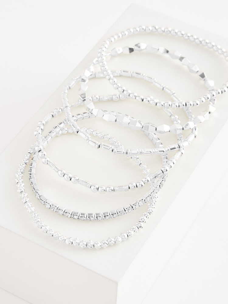 Silver Tone Sparkle Stretch Bracelets Pack - Image 2 of 3