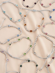 Silver Plated Birthstone Cupchain Sparkle Pully Bracelet - Image 1 of 15