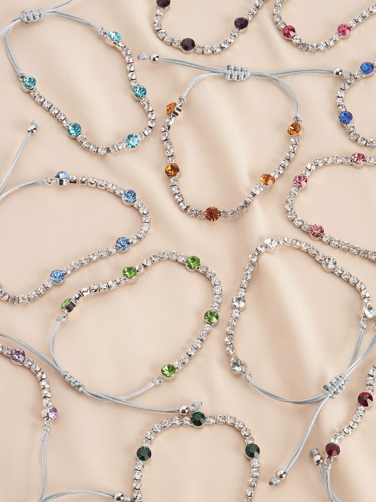 Posrebreno - Zapestnica s svetlečim elastičnim pasom iz cupchain birthstone - Slika 1 iz 15 Posrebreno - Zapestnica s svetlečim elastičnim pasom iz cupchain birthstone - Slika 1 iz 15
