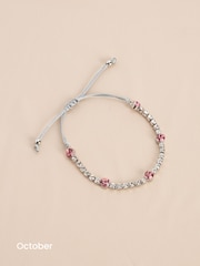 Silver Plated Birthstone Cupchain Sparkle Pully Bracelet - Image 12 of 15