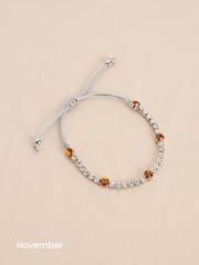 Silver Plated Birthstone Cupchain Sparkle Pully Bracelet - Image 13 of 15