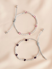 Silver Plated Birthstone Cupchain Sparkle Pully Bracelet - Image 2 of 15