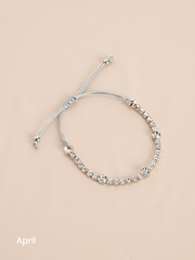 Silver Plated Birthstone Cupchain Sparkle Pully Bracelet - Image 6 of 15
