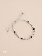 Silver Plated Birthstone Cupchain Sparkle Pully Bracelet - Image 7 of 15