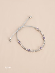 Silver Plated Birthstone Cupchain Sparkle Pully Bracelet - Image 8 of 15