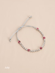 Silver Plated Birthstone Cupchain Sparkle Pully Bracelet - Image 9 of 15