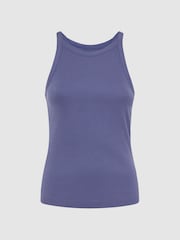 Reiss Dusty Blue Louisa Crew Neck Ribbed Cami Vest Top - Image 2 of 5