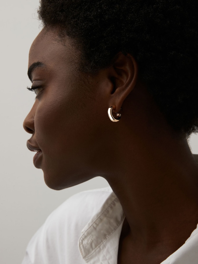 Gold Tone Small Chubby Hoop Earrings - Image 1 of 3