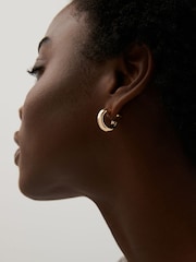 Gold Tone Small Chubby Hoop Earrings - Image 2 of 3