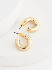 Gold Tone Small Chubby Hoop Earrings - Image 3 of 3