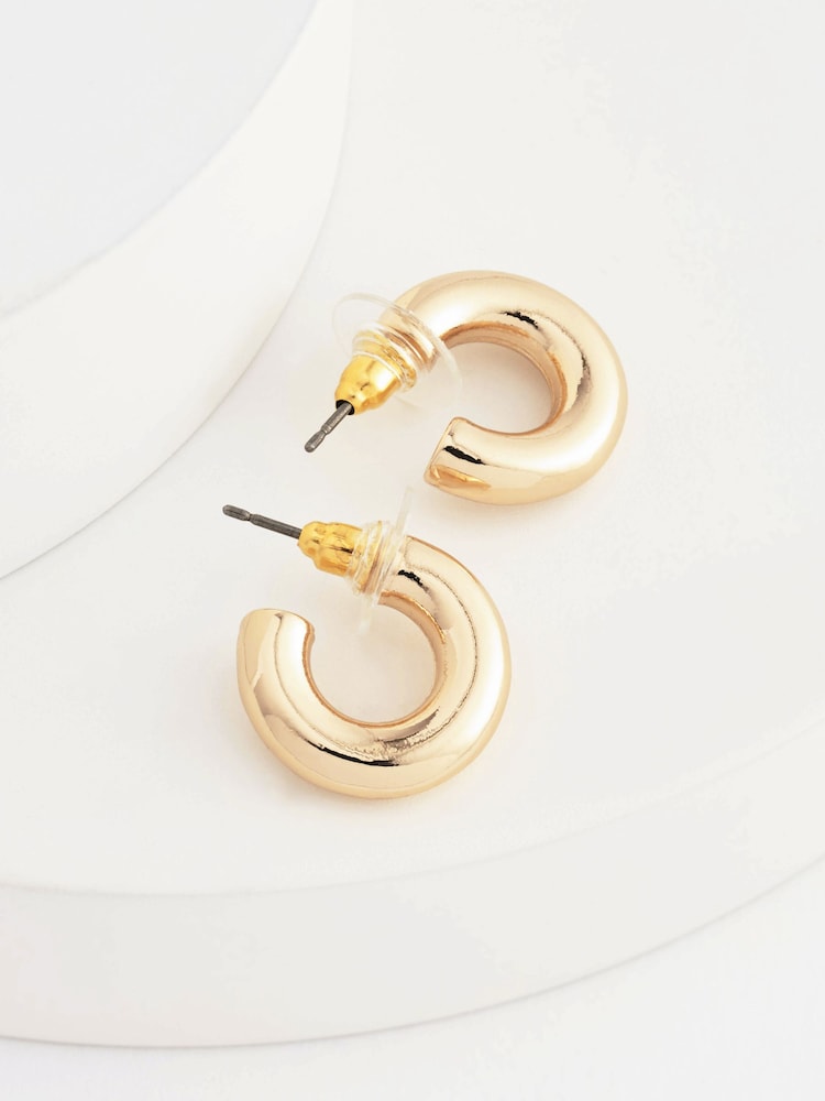 Gold Tone Small Chubby Hoop Earrings - Image 3 of 3