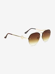 Bronze Aviator Rimless Lense Sunglasses - Image 1 of 4