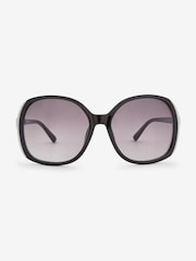 Schwarz - Große, runde Sonnenbrille mit Metallbügeln - Bild 2 von 4