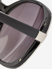 Schwarz - Große, runde Sonnenbrille mit Metallbügeln - Bild 3 von 4