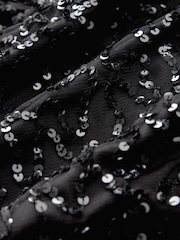 Maya Black Fully Embellished Faux Wrap Midi Dress - Image 6 of 6