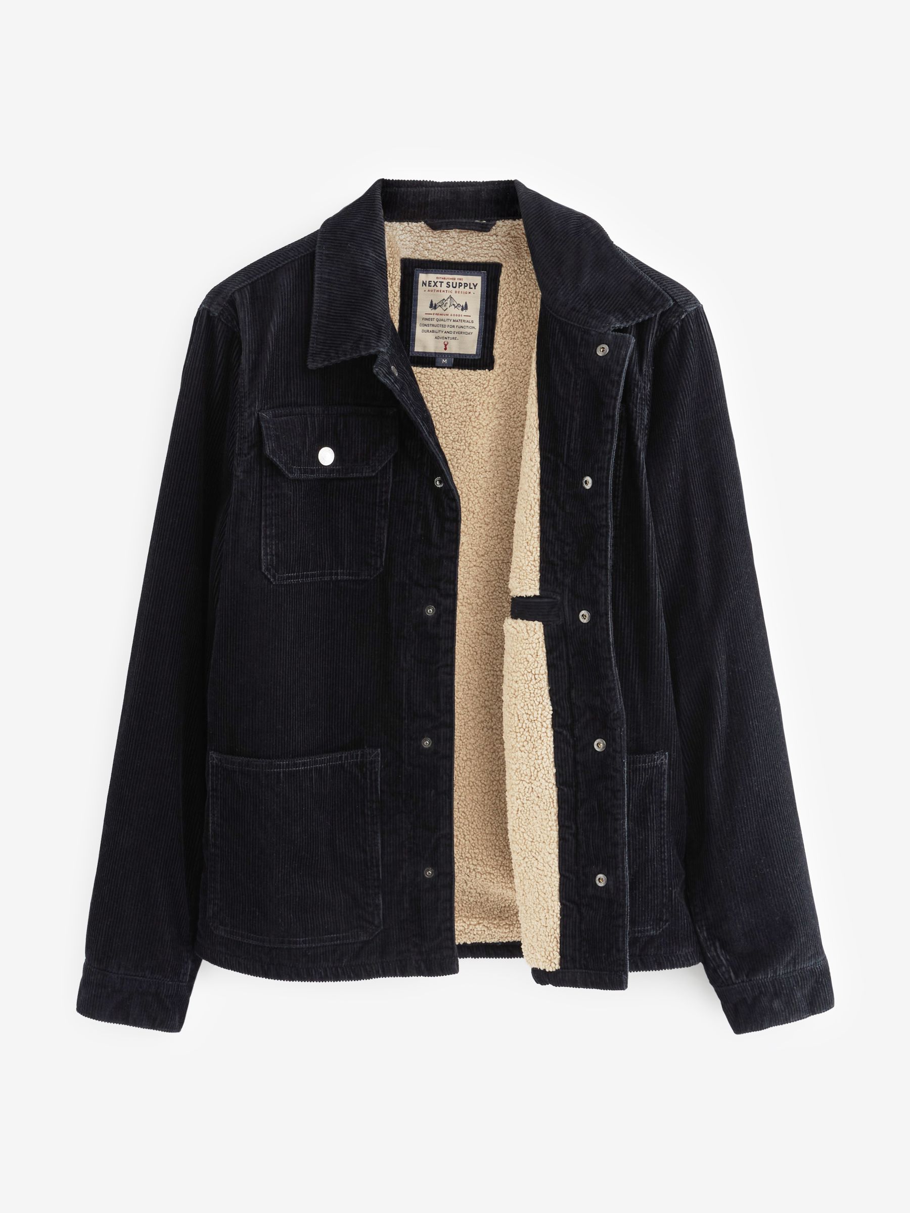 Buy Navy Blue Borg Lined Corduroy Worker Jacket from Next Ireland