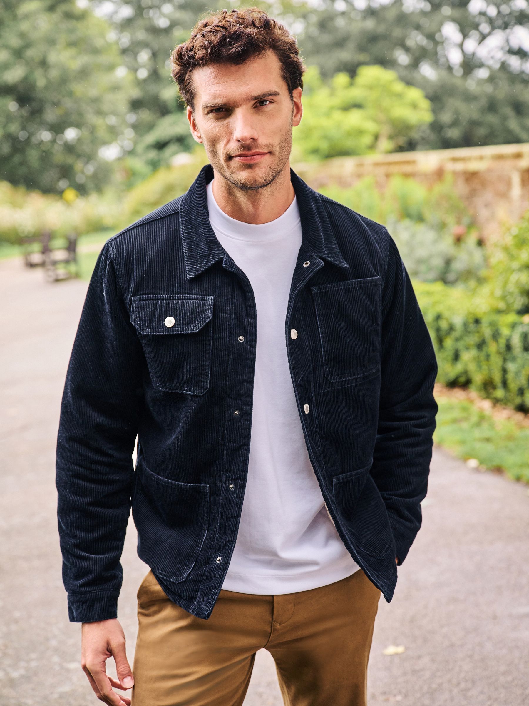 Buy Navy Blue Borg Lined Corduroy Worker Jacket from Next Denmark