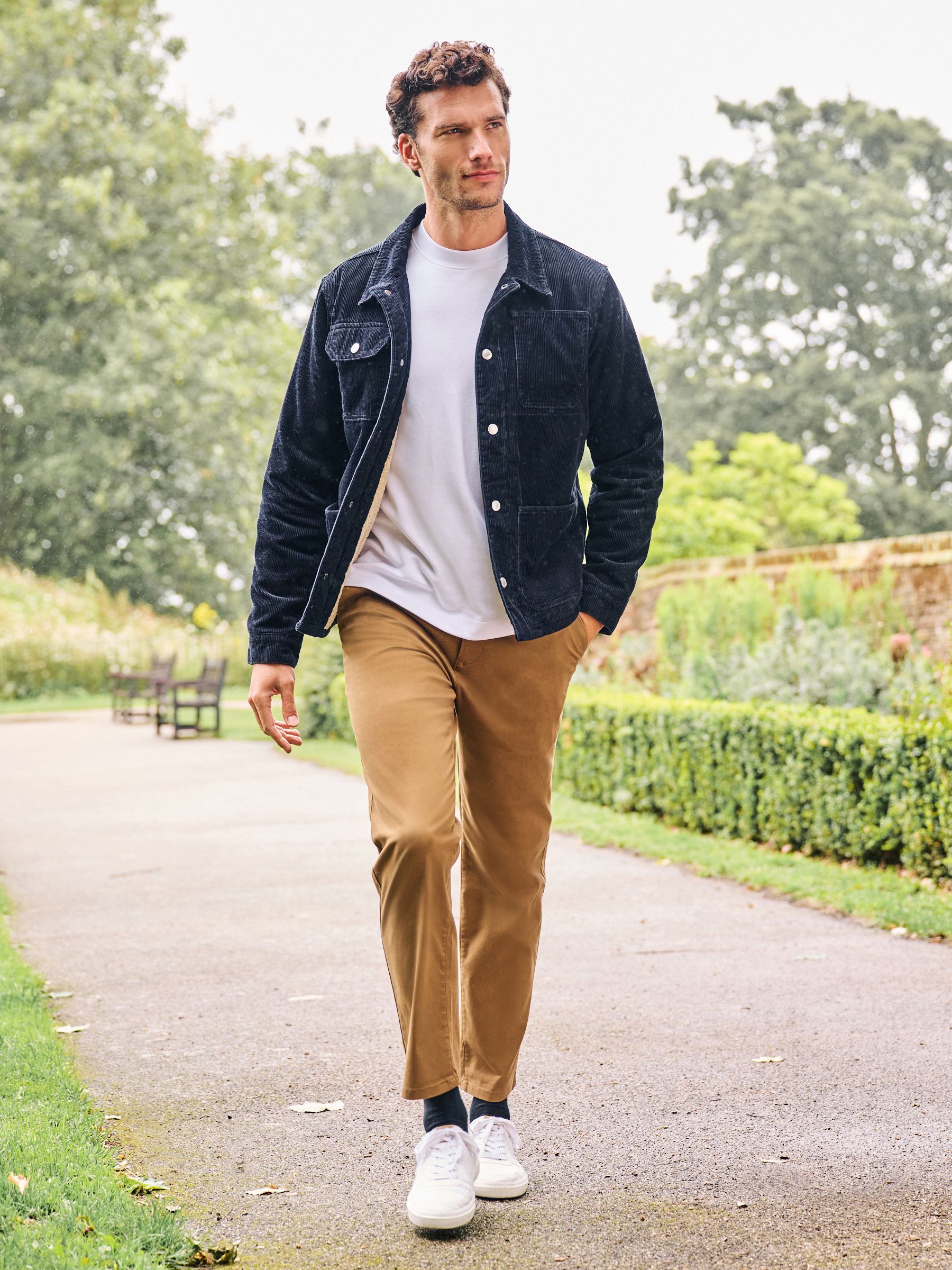 Buy Navy Blue Borg Lined Corduroy Worker Jacket from Next Luxembourg
