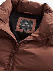 Rust Brown Non Hooded Shower Resistant Puffer Coat - Image 10 of 13