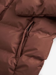 Rust Brown Non Hooded Shower Resistant Puffer Coat - Image 12 of 13