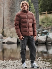 Rust Brown Non Hooded Shower Resistant Puffer Coat - Image 2 of 13