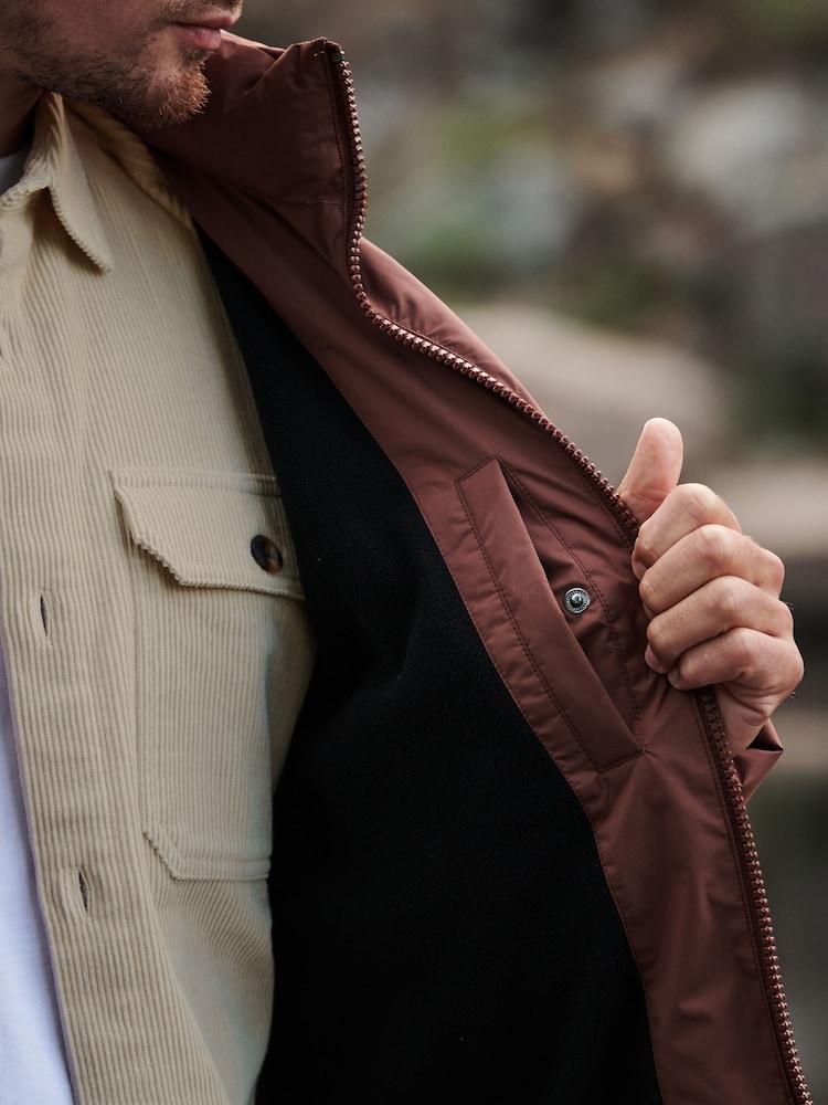 Rust Brown Non Hooded Shower Resistant Puffer Coat - Image 7 of 13