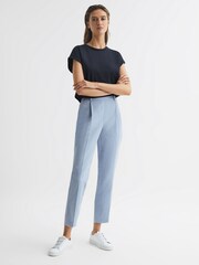 Reiss Navy Terry Cotton Crew Neck Crop Top - Image 3 of 5