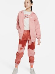 Nike Pink Oversized Club Fleece Zip Through Hoodie - Image 3 of 5