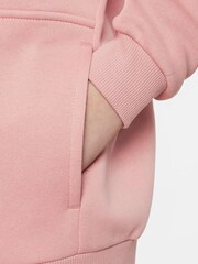 Nike Pink Oversized Club Fleece Zip Through Hoodie - Image 5 of 5