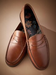 Tan Brown Signature Penny Loafers - Image 3 of 5