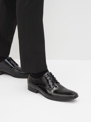 Black Leather Shine Derby Shoes - Image 1 of 6