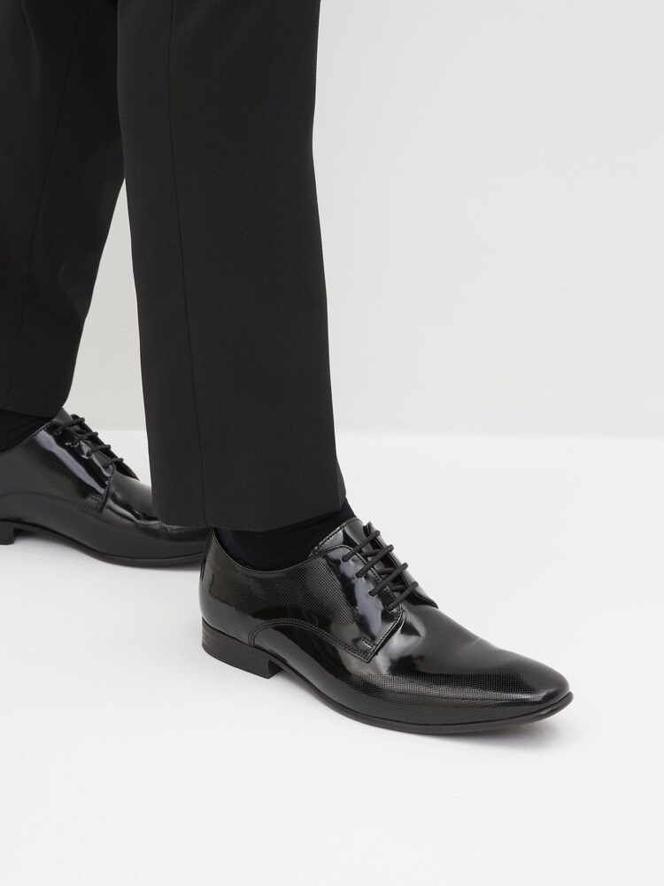 Black Leather Shine Derby Shoes - Image 1 of 6